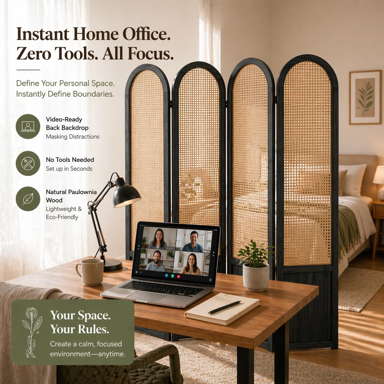 Rattanowy składany parawan z 4 – Partition Screen Divider recenzja i cena